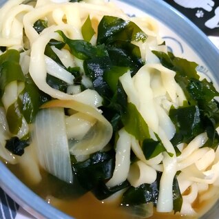 わかめと玉ねぎのうどん